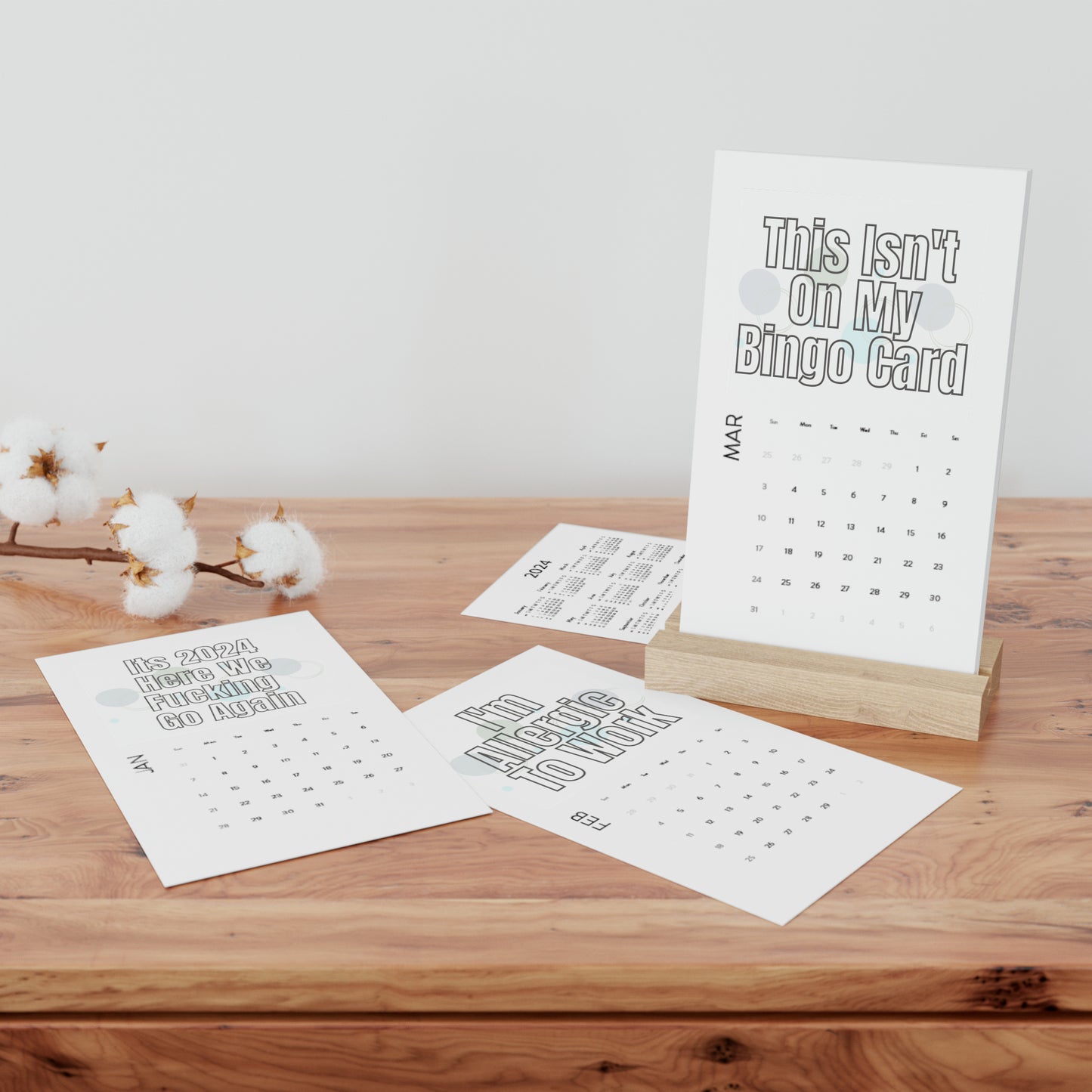 Here We Fu**ing Go Again Sassy Quote Vertical Desk Calendar for 2024 Funny rude Desk Accessories Office and Home Decor