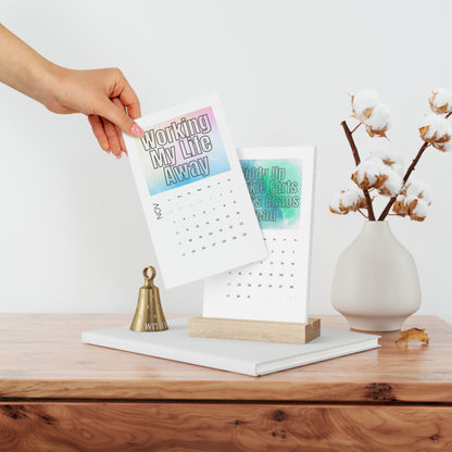 Color Here We Fu**ing Go Again Sassy Quote Vertical Desk Calendar for 2024 Funny rude Desk Accessories Office and Home Decor