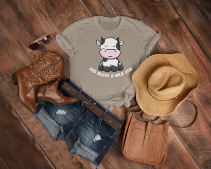 Cute God Bless A Milk Cow T Shirt - Cute Gifts For Farmers And Cow Lovers